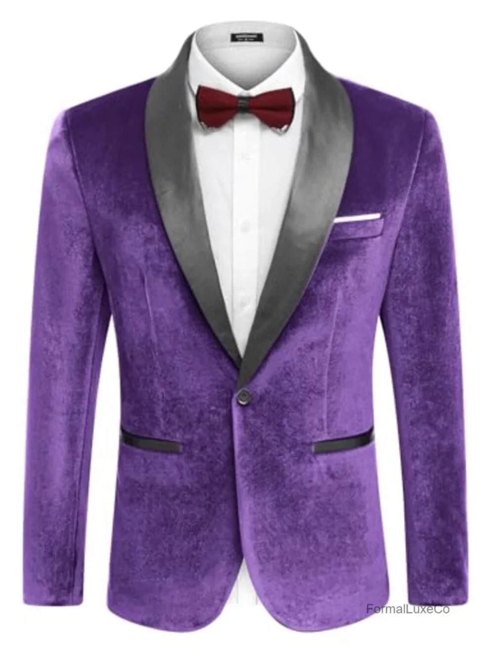 Velvet Tuxedo Jacket One Button Slim Fit Shawl Collar Prom Wedding